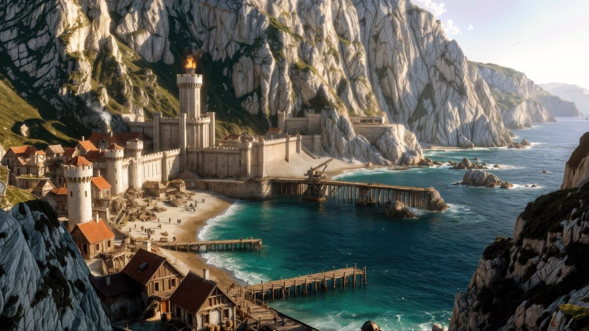 The cliffs of Marrowcleft at dusk