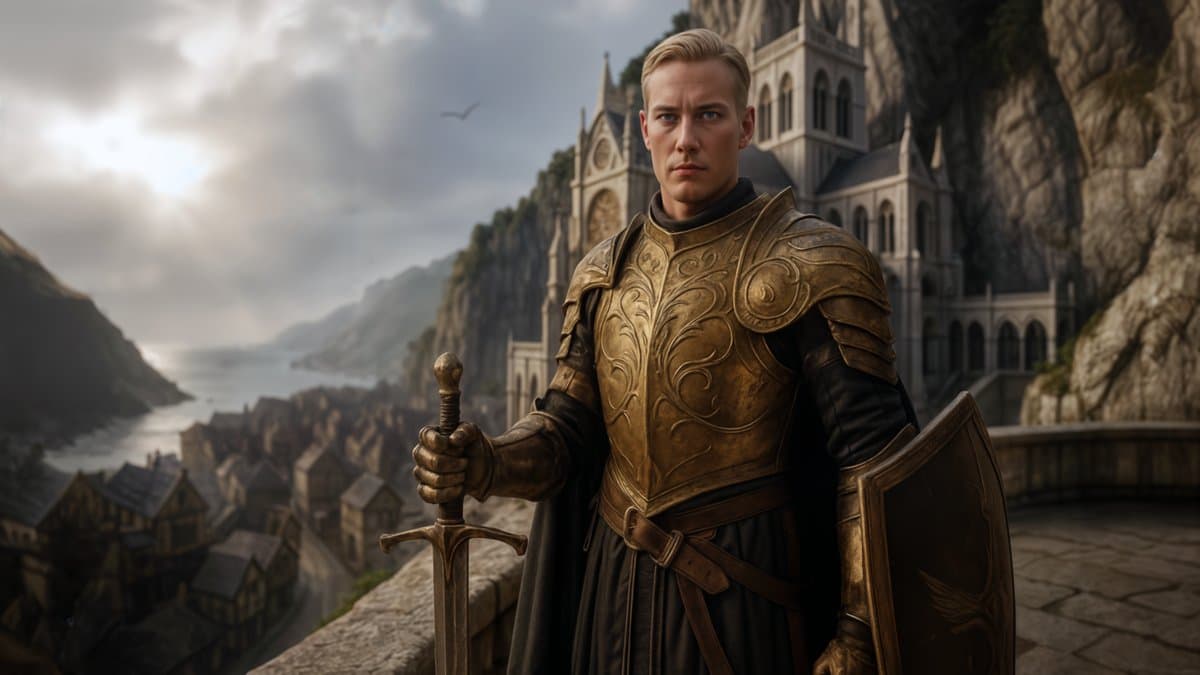 A Sun Knight of Solara in radiant armor